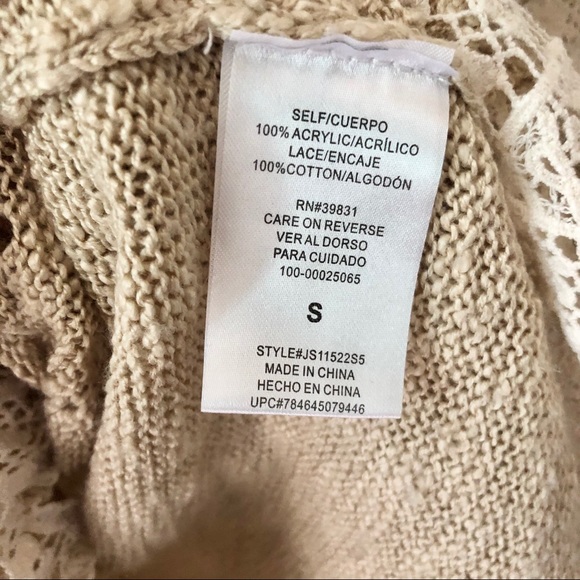 🍂Tan Sweater w/Crochet Detail - Picture 6 of 8